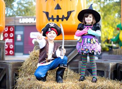 Children dressed up and enjoying Brick or Treat at LEGOLAND® Windsor