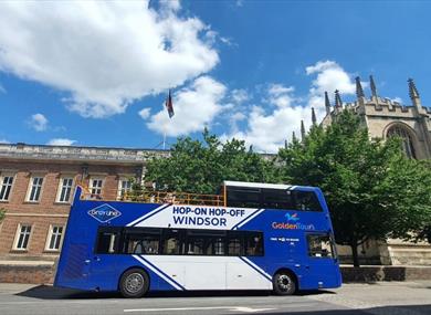 Golden Tours Hop-on Hop-off Open Top Tour of Windsor outside Eton College