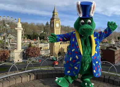 Easter at The LEGOLAND® Windsor Resort | Ollie the Dragon in his Easter outfit