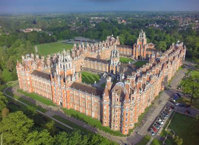 The Grade I listed Victorian Founder's Building at Royal Holloway