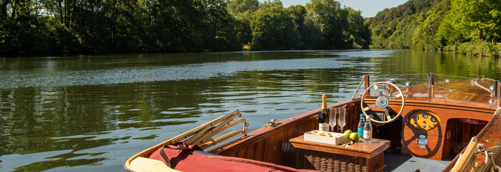 Boat picnic on the River Thames at Cliveden