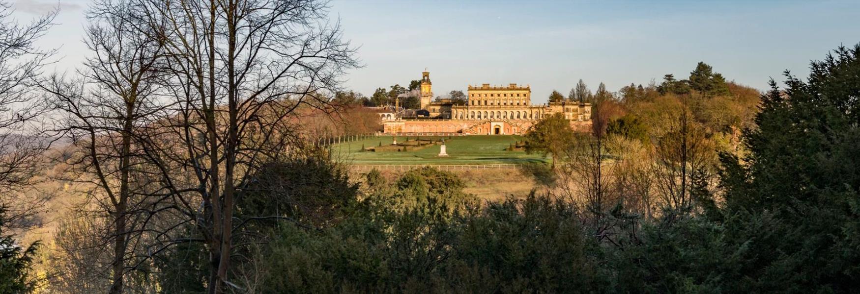 A view of Cliveden House from the woodlands