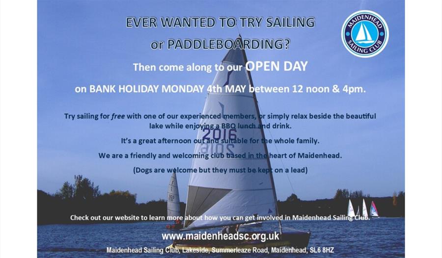 Maidenhead Sailing Club Open Day - graphic
