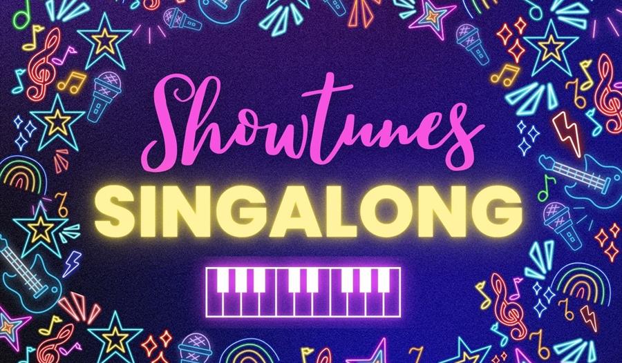 Showtunes Singalong neon lights graphic