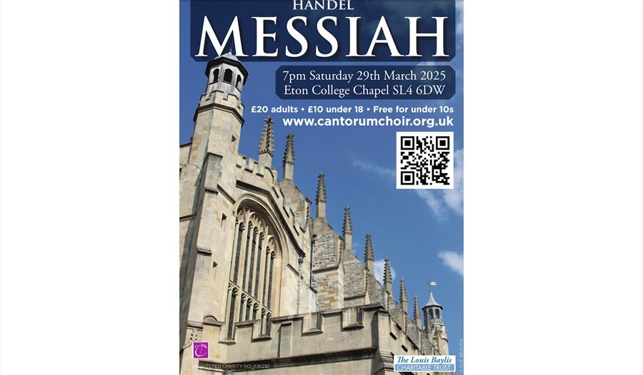 Cantorum Choir - Handel Messiah poster, picture of Eton College Chapel