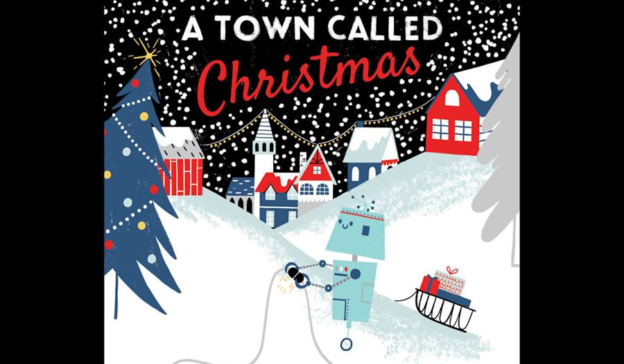 A Town Called Christmas | snowy scene with a robot pulling a sledge