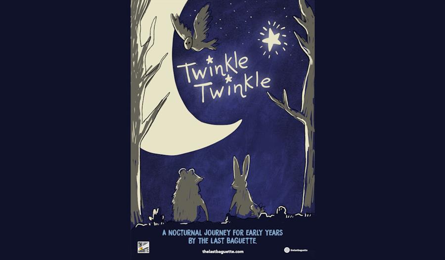 Twinkle Twinkle poster featuring animals looking at the moon