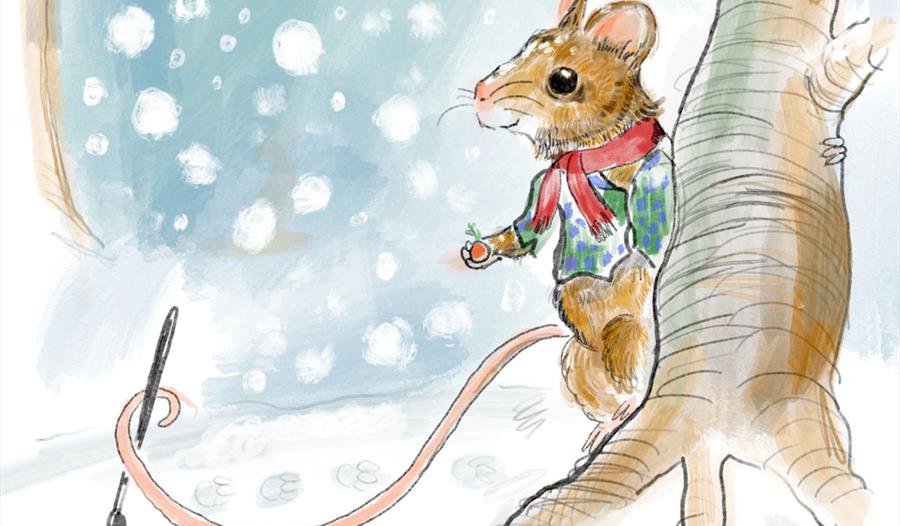 A Winter's Tail | a mouse holding a paint brush in its tail