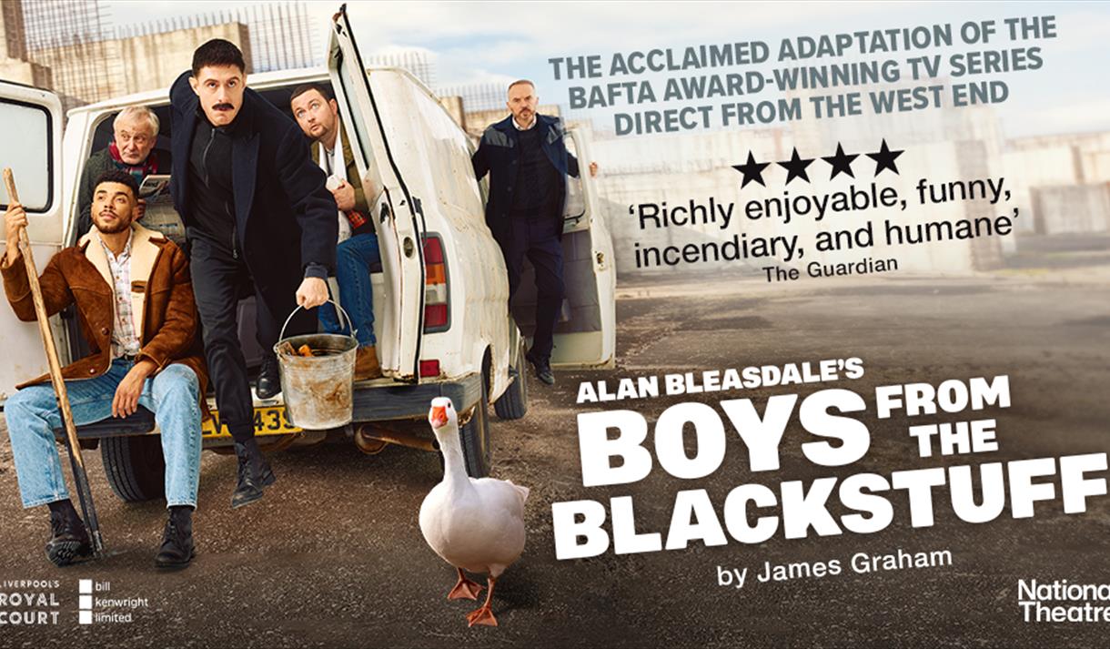 Boys from The Blackstuff graphic, men in the back of a van
