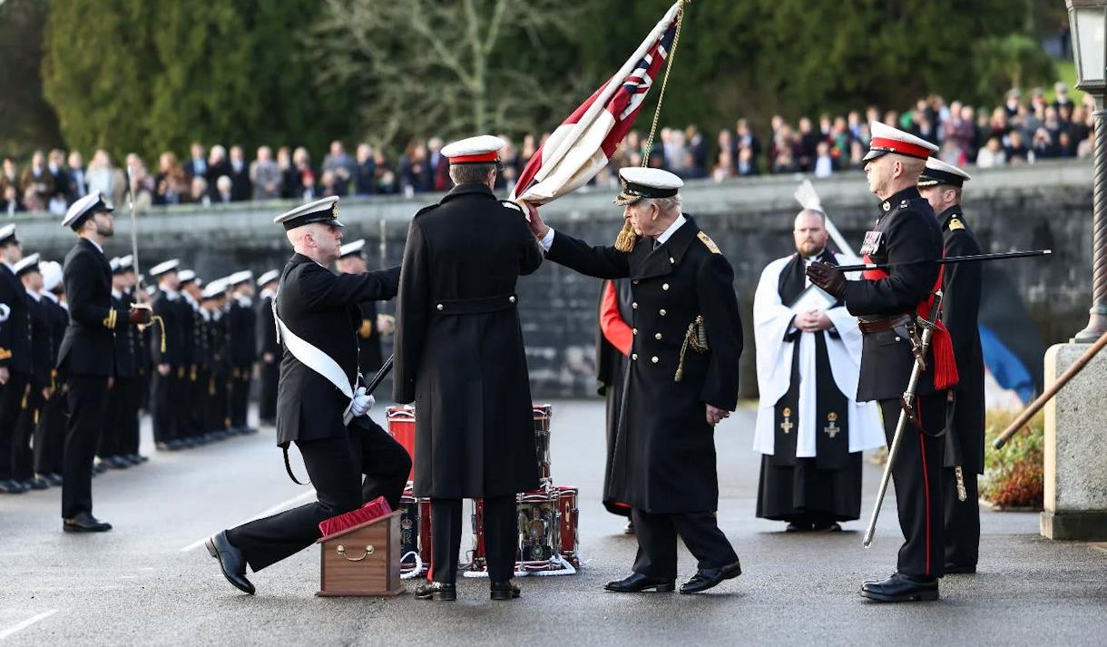 The King at the British Royal Navy College, Dartmouth.  Image copyright Royal Navy