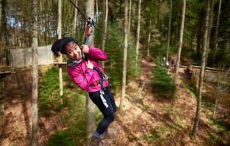 Girl on zip line at Go Ape Bracknell