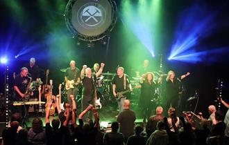Dark Side of the Wall - band on stage before cheering crowd