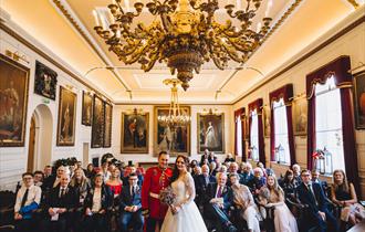 Wedding party in the Chamber, Windsor Guildhall