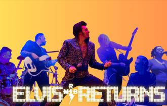 Elvis Returns graphic, Elvis performing with a band