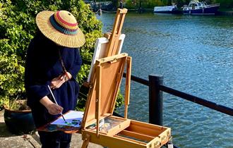 Women painting by the River Thames Eton En Plein Air