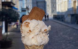 Fortescues of Windsor Gelato with Windsor Castle in the distance