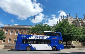 Golden Tours Hop-on Hop-off Open Top Tour of Windsor outside Eton College