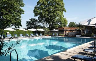Great Fosters outdoor pool in summer