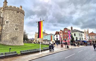 Windsor High Street with German Flag and Union Flag, image VisitWindsor