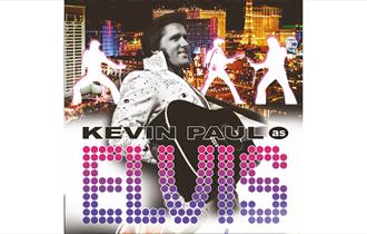 Elvis graphic - picture and silhouettes of Elvis in front of the Las Vegas skyline