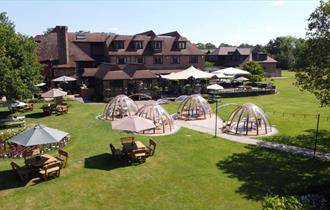 Stirrups Hotel outside aerial shot