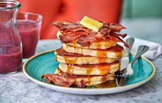 Bill's Windsor | Stacked Pancakes, 5 Stack, Bacon