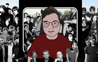 Britpop Hour graphic, pictures of bands