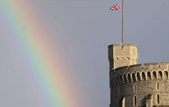 ©RCT - Union Flag Half Mast Round Tower Rainbow