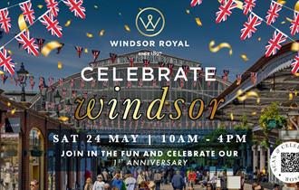 Celebrate Windsor Royal event graphic - Windsor Royal with bunting