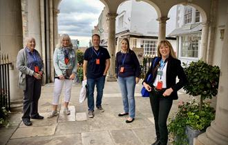 Amanda Bryett of Windsor Tourist Guides leading a small group at Windsor Guildhall