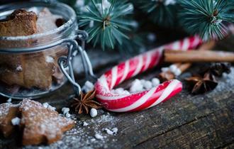 Festive biscuits and candy cane