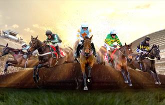 Berkshire Winter Million - Horses Jumping a fence at Windsor and Ascot Racecourses