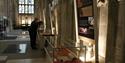 Visitors looking at the Duke of Edinburgh South Quire Aisle Display