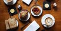 pastries, toast, butter, jam and coffee as part of Hinds Head coffee morning