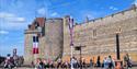 French Tricolor and Union Flag by Windsor Castle in preparation for the French State Visit to Windsor 2025
