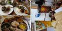 A selection of diverse food items and beverages arranged on a table, highlighting a variety of culinary delights.