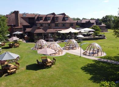 Stirrups Hotel outside aerial shot