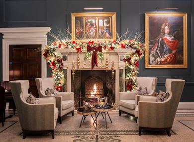 Christmas hearth at The Langley, image Ben Pipe