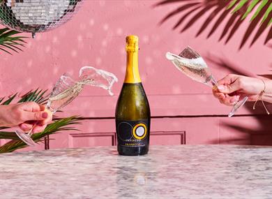 Bottle of Prosecco and glasses
