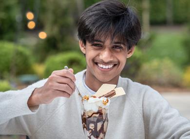 Person eating ice cream