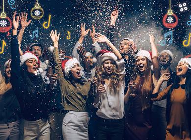 People having a great time at a Christmas party