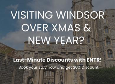 ENTR holiday offer graphic, Windsor Castle in background