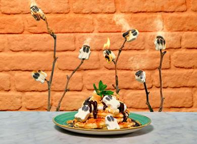 Pancakes with spooky marshmallows