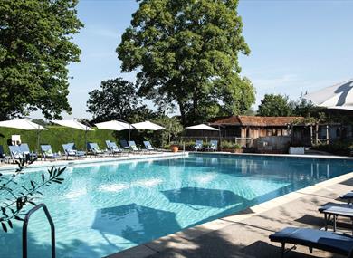Great Fosters outdoor pool in summer