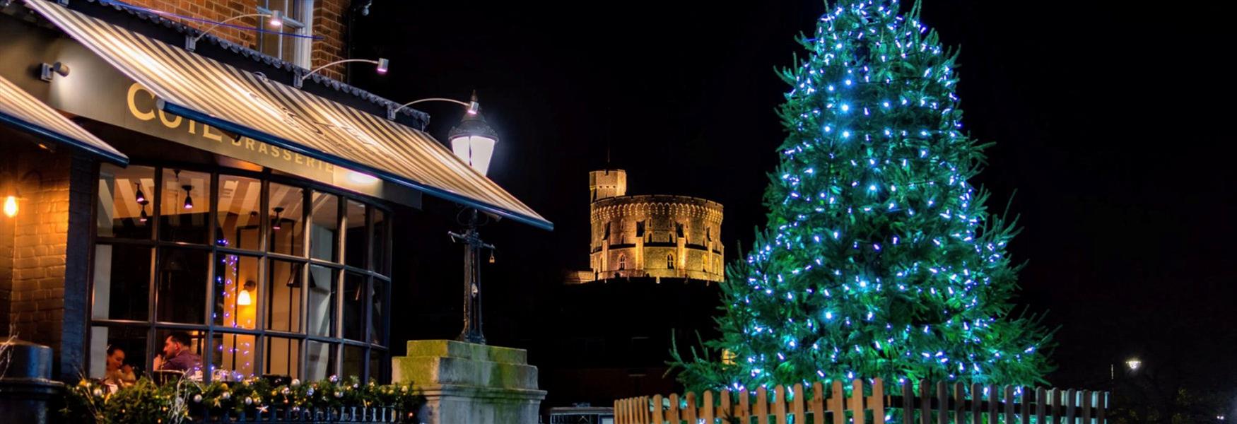 Windsor Castle Round Tower, Eton Christmas Tree, Cote Brasserie
