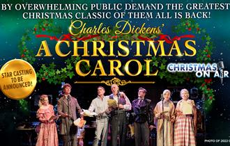 A Christmas Carol poster - Radio play with cast in Victorian dress