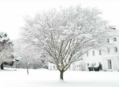 De Vere Beaumont House in the snow