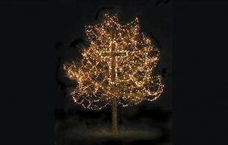 St Mary's Maidenhead tree with lights and cross