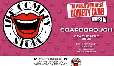 poster with a smiley face advertising the comedy store tour dates in scarborough