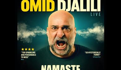 comedian Omid Djalili with smoke coming out of his ears